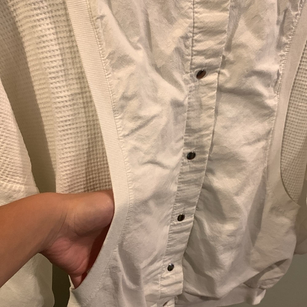 SK Sport Vintage White Cotton Jacket Batwing Sleeve Size Large - Picture 5 of 7